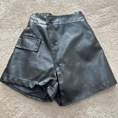 レザー ショーパン 黒 キッズ 110