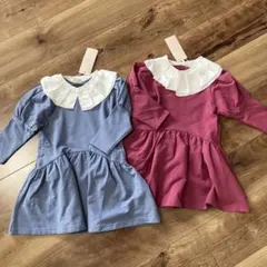 新品♡【プティマイン】ワンピース 90cm ワイン&ブルー2枚セット
