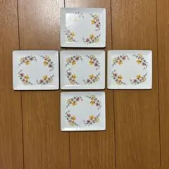 花柄 四角皿 5枚セット　洋食器
