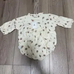 BBAMMA 花柄ロンパース クリーム色