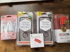 スマホケース　充電ケーブル　AC充電器　ヘッドホンジャック　セット