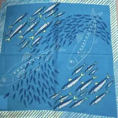 kilki キルキー　ハンカチ　いわし　イワシ　魚　ブルーのサムネイル