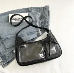 新品未使用/痛バッグ　レザー バッグ　トレカ収納　ぬいぐるみ収納　ブラック