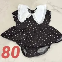 美品！PAIR MANON ペアマノン ビッグフリル襟ロンパース　ハート　ドット