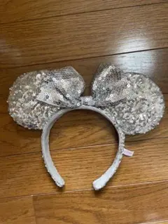 シルバー スパンコール ミッキー耳カチューシャ