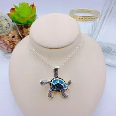 ハワイアンネックレス 海亀 タートル ブルー レディース ペンダント rn064