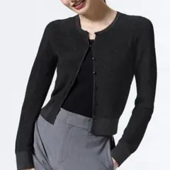 GU シアーラメショートカーディガン M ブラック