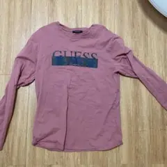 GUESS ダスティピンク ロゴプリント Tシャツ L