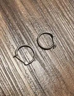 シンプル フープピアス シルバー 中折れ式 キャッチレス ユニセックス