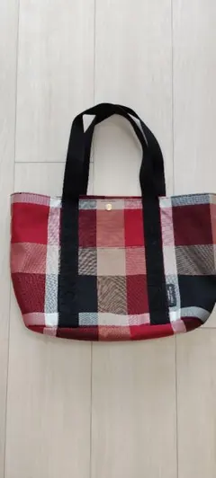 【美品】クレストブリッジブルーレーベル　チェック柄ナイロントート