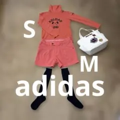 adidas モックネック ストライプS✖️ピンク系ショートパンツM
