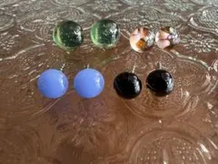 ガラスのピアスセット165サージカルステンレスシルバー