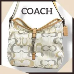 COACH Signature Hobo Shoulder Bag Beige