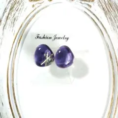 パープル ゴールドアクセント ピアス