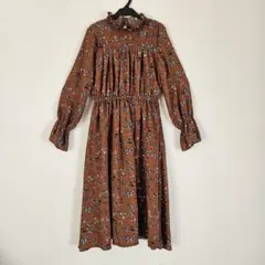 チャオパニCIAOPANIC　ブラウン　水色花柄　ワンピース