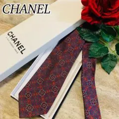 N805 新品未使用 シャネル 総柄 刺繍 花柄 シルク 高級 ネクタイ メンズ