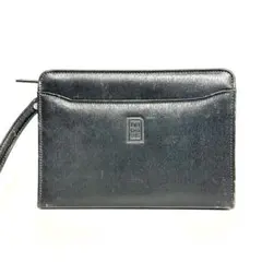 0071 DAKS セカンドバッグ レザー ブラック