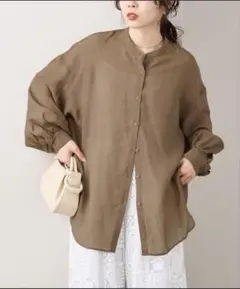 CIAOPANIC TYPY シアーバンドカラーシャツ　ブラウン