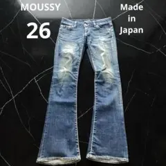 MOUSSY マウジー　ブーツカットデニム 鬼フェード　26 ストレッチ素材のサムネイル