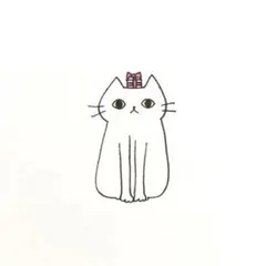 【1172】【白猫の絵】オリジナル手描きアナログイラスト原画　自作創作アート作品