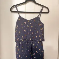 花柄ネイビーオールインワン