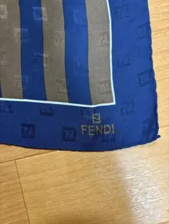 FENDI ストライプ スカーフ ネイビー