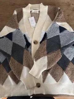 pumpkin port ダイヤモンド柄カーディガン M