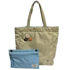 PORTER CREAM トートバッグ ポーチ付き ナイロン ライトグレー 水色
