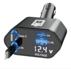 急速充電 巻き取り式 車 充電器 車充電器Type-C Lightning 4台