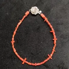 CP7　赤珊瑚　シルバー　ブレスレット