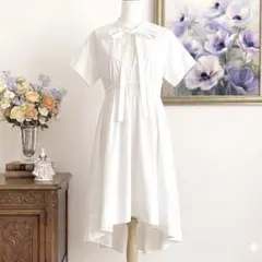美品✨ N°21　シャツ ワンピ―ス　リボン　レース　フレア　36　大人可愛い