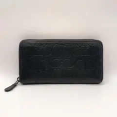 COACH コーチ 長財布 ラウンドファスナー エンボス加工 シグネチャー 黒