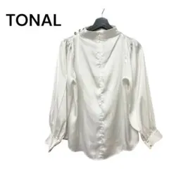 TONAL トーナル　ハイネック　ドレープブラウス　38のサムネイル
