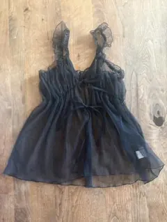 シースルー フリル付きビスチェ 黒