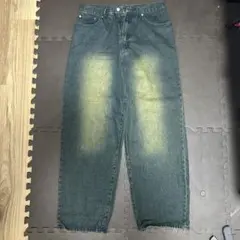 メンズ デニムパンツ ワイドシルエット ウォッシュ加工のサムネイル