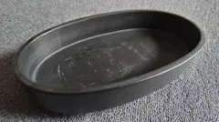 生け花　花器　楕円形 陶器 皿 プレート ブラック