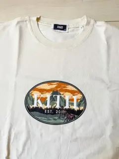 KITH ロンT 長袖カットソー ワールドワイド フロントロゴ クリーム S 