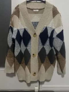 ダイヤモンド柄オーバーサイズニットカーディガン