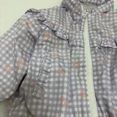 紫色チェック柄フリルアウター