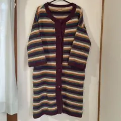 ホコモモラ　新品未使用MからL ストライプフリースカーディガン