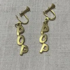 80s VINTAGE レトロ POP ロゴ モチーフ ゴールド イヤリングのサムネイル