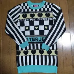 JENNI チェック柄・ストライプ長袖ワンピース ニットワンピ