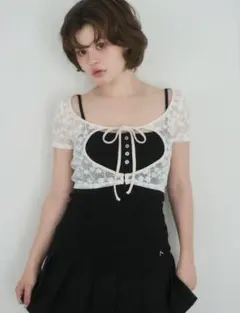 トップス Andmary Clala layered set black AND MARY Rio lace layered set tops Black - メルカリ