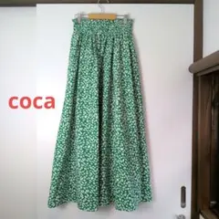 coca コカ 花柄 ロングスカート フレアスカート ウエストゴム 綿100%のサムネイル