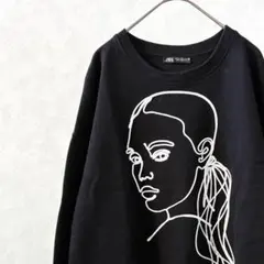 ZARA スウェット トレーナー 裏起毛 顔 モチーフ 刺繍 アート ゆったり