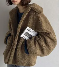 クラシカルエルフ　コクーンシルエット　テディベアボアブルゾン キャメル