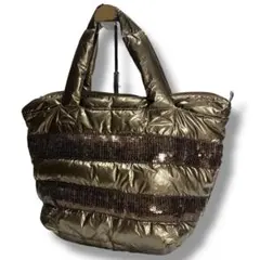 ROOTOTE スパンコール トートバッグ ダウン入り 大容量 ブロンズ