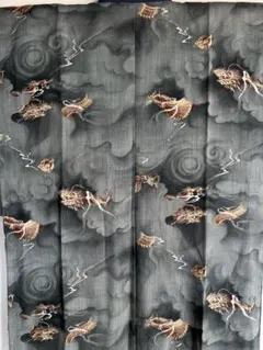 【しつけ糸付き】男性用　龍柄 長襦袢 グレー　リメイクにも