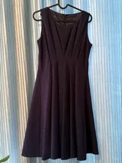 ノースリーブ ネイビー 濃紺 Aラインドレス 結婚式 お呼ばれ ワンピース