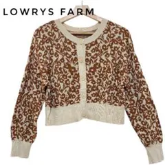 ローリーズファーム ベージュ ブラウン 茶色 花柄クロップドカーディガン 春 F